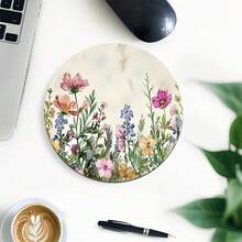 Flower And Flower Pattern Circular Mouse Pad - Anti Slip Rubber Base, Compact 7.87 Inch Diameter - Perfect For Daily Office Use, Mouse Pad, Single 47g - View 7