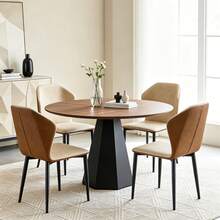 Set da 4 Sedie da Pranzo , Design Minimalista, Imbottite e Comode, Struttura Metallica, Stabili e Durature, Facili da Montare per la Sala da Pranzo - Albicocca - Visualizzare 10