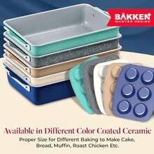 BAKKENMASTER Bake with Elegance: 6-Cup Cake/Muffin Pan Set - Blue Teal Marble Golden Cream - Aluminized Steel with Ceramic Non-Stick Coating PFOA and PFAS Free -  Heavy-Duty Bakeware - Crema - Ver 5