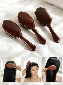 1pc/2pcs/Detangling Hair Brush With Scalp Massage, Natural Sandalwood Air Cushion Comb, Includes Spare Teeth, Ins Style Natural Wood Dark Brown Square/Round Air Cushion Brush, High Elasticity Cushion Buffer/Smooth Round Tip Teeth/Soothing/Stress Relief/Anti-Itch Hair Combing|Suitable For Long, Straight, Curly Hair|Daily Hair Care/Birthday Gift For Best Friend Or Girlfriend/Valentine's Day Gift/Home & Dorm Essential/Hair Salon Essential - Cloud Cushion Comb - View 7