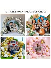 Fondo Redondo Personalizable (Soporte No Incluido), Patrón/Logo/Texto Imprimible, Duradero, Adecuado Para Bodas, Fiestas de Cumpleaños, Bautizos, Accesorios de Cabina Fotográfica y Decoraciones de Fiesta, Diseño Redondo Moderno, Textura Suave, Fondo Redondo - Multicolor - Ver 8