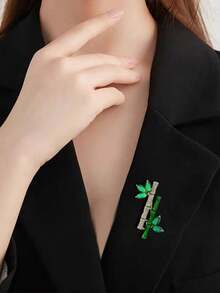 1pc Vintage Exquisite Bamboo Brooch, Simple Fashion Clothing Accessory, Versatile Clothing Pin - Multicolor - View 11