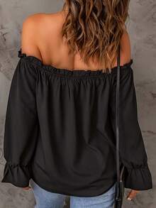 Blusa de hombros descubiertos de estilo europeo y americano, camisa de primavera/otoño - Development - Verde oscuro - Ver 7