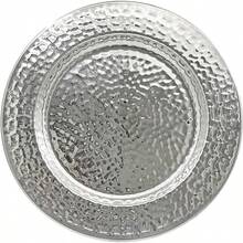 Platos Base de Acero Inoxidable Martillado de 13 Pulgadas, Juego de 6 Platos Base Plateados para Cena, Vajilla Redonda de Servicio - 6 piezas + Plata martillada - Ver 2