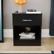 Home Discount Vida Designs Riano 1 Drawer Bedside Chest Cabinet Table Nightstand Coffee Sock Drawers Storage Organisation Display - Black - Black - View 2