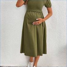 HENG
  Vestido premamá ajustado con mangas abullonadas, vestido elegante - Negro011 - Ver 7