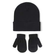 3 pezzi Set di cappello e guanti lavorati a maglia per bambini e bambine autunno/inverno, set di 3 pezzi con berretto invernale + guanti, set di cappello lavorato a maglia casual per neonati e bambini piccoli, morbido e caldo, colore unito minimalista, disponibile in più colori - 3 pezzi - Visualizzare 11