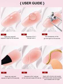 1 buah 30ml Kutek Gel Perekat Multifungsi Keras, 5-in-1 dengan Lapisan Atas, Penguat, Penguat Bubuk, dan Perekat Rhinestone - Desain Tanpa Lap - Clear - View 9