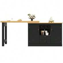 High-End Extendable Bar Table With 360° Rotation And Storage Space, Adjustable Length From 120 To 180 Cm, Ideal For The Living Room, Dining Room, Or Office. Black Extendable Designer Bar Table. - Black - View 11