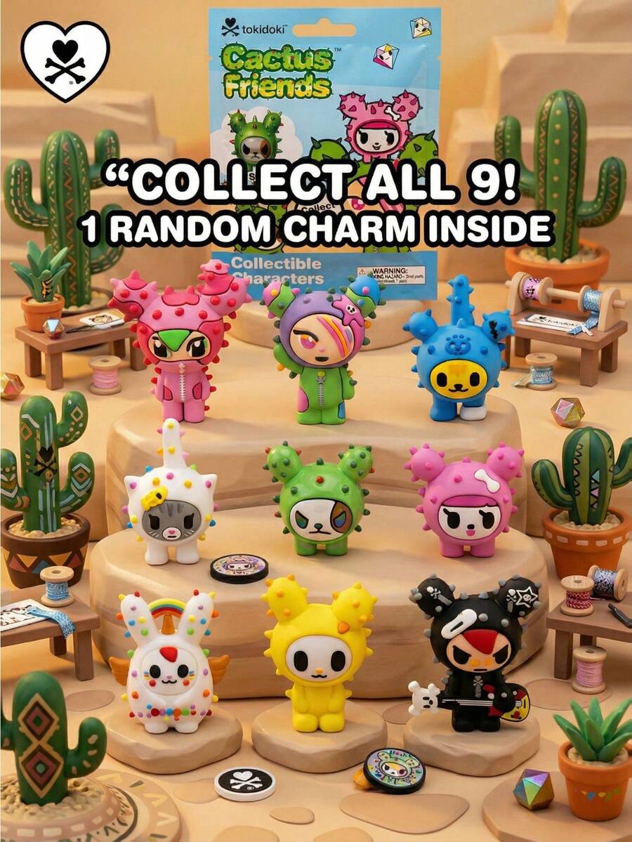 Officially Licensed Tokidoki Cactus Series Edgy Kawaii 3D Figure Desk Ornament - Multicolor - View 1