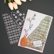 1pc Creative Grid & Vase Metal Die Cut Template, Scrapbook Embossing Template, Handmade Card Decoration Cutting Mold, Gift Card Making - Grid - View 7
