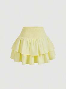 Minifalda de volantes escalonados a la moda con diseño de lazo, apta para todas las estaciones - Negro - Ver 10