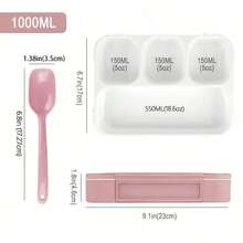 1pc Bento Box With Cutlery, 4-Compartment Leak-Proof Lunch Box, Microwave , Suitable For Work, Travel And Picnic - Multicolor - View 2