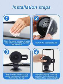 Universal Dashboard Car Phone Holder - Suction Cup With Gel Pad, 360° Rotation, One-Touch Locking Arm, Sturdy And Stable, Reusable And Washable, Fits All Phones, Suitable For GPS Navigation, Dash Cam, Trucks And Cars - A - View 10