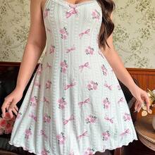 Nana's Women's Clothing Store CottageSlumber Camisón de mujer talla grande con parches de encaje, estampado floral y lazo - Blanco - Ver 3