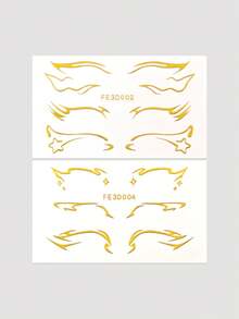 2pcs 3D Gold Eyeliner Sticker Face Sticker Body Makeup Music Festival Party Eye Makeup Decoration - Gold - View 11