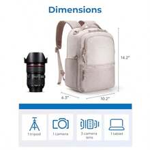 - Mochila para cámara DSLR SLR para fotógrafos compatible con  Canon Nikon correa de hombro mochila de viaje 2 en 1 compatible con iPad de 12.9 pulgadas color - Beis - Ver 7