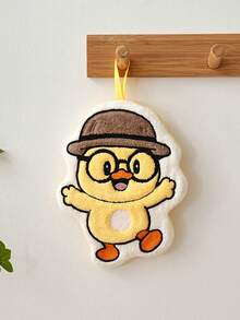 4pcs/1pc Coral Fleece Soft Absorbent Lint-Free Hanging Hand Towel Cute Little Duck Design Hanging Multi-Functional Quick-Dry Bathroom Kitchen Towel Rag - Yellow - View 9