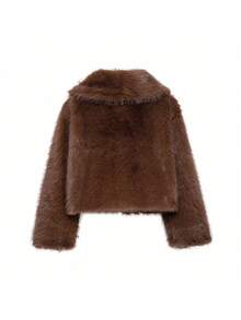 Mellowy Autumn/Winter New Faux Fox Fur Faux Fur Effect Fashionable Short Coat Jacket For Young Women Brown - Brown - View 8