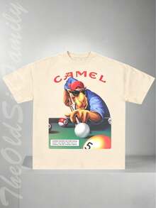 Camel Joe Vintage Shirt, Vintage Graphic T-Shirt, Camel Cigarettes, Soft And Breathable 100% Cotton Fabric, Loose And Comfortable Fit, Ideal For Everyday Use And Holiday Trips, A - 杏色 - 查看 1