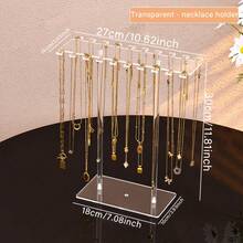 1pc High-End Acrylic Transparent Necklace Storage Rack, Suitable For Women, Back To School Season, Eid Al-Adha Essential, Vanity Bedroom Jewelry Storage - Clear - View 3