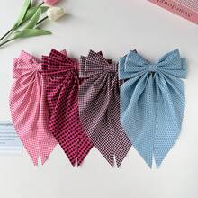 6 chiếc kẹp tóc cá sấu nơ đuôi dài bằng vải chấm bi kẻ caro ngọt ngào thanh lịch cho nữ, phụ kiện tóc thời trang cá tính đa năng cho kiểu tóc buộc nửa đầu phía sau, phù hợp chụp ảnh, làm quà tặng, đi học, mặc thường ngày, tiệc lễ hội, đi biển, phụ kiện tóc nữ/kẹp tóc nơ lớn - Nhiều màu - Xem 4