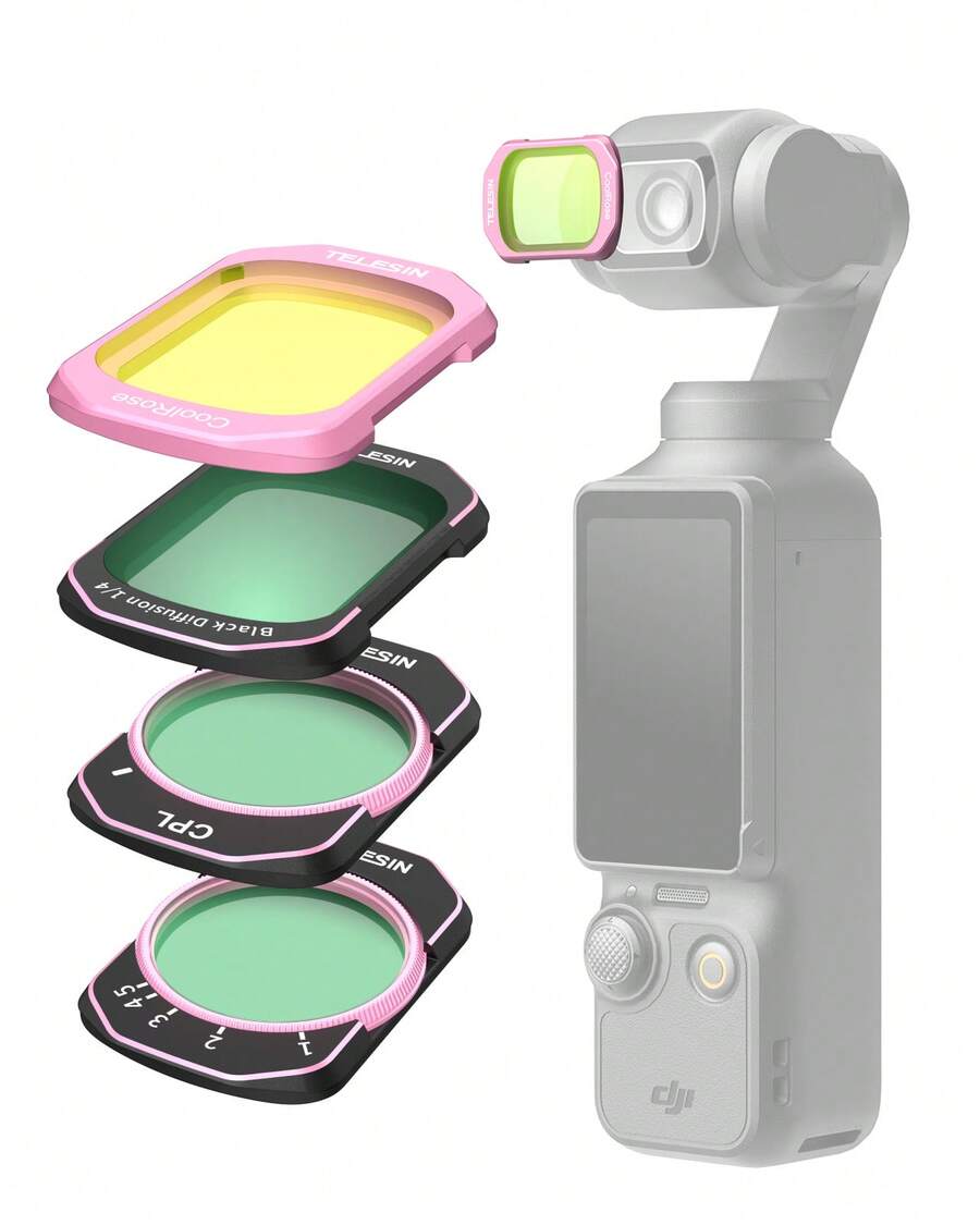 TELESIN 鏡頭濾鏡組適用於 OSMO Pocket 3 4,含 CPL、ND16、ND32、ND64、ND256、黑色柔光 1/4、LPR、酷玫瑰濾鏡,廣角鏡頭超薄邊框,多層鍍膜 HD 光學玻璃 - 查看 1