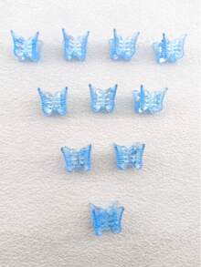 10pcs Women's AB Color Butterfly Plastic Claw Clips Suitable For Daily Use - Baby Blue - View 4