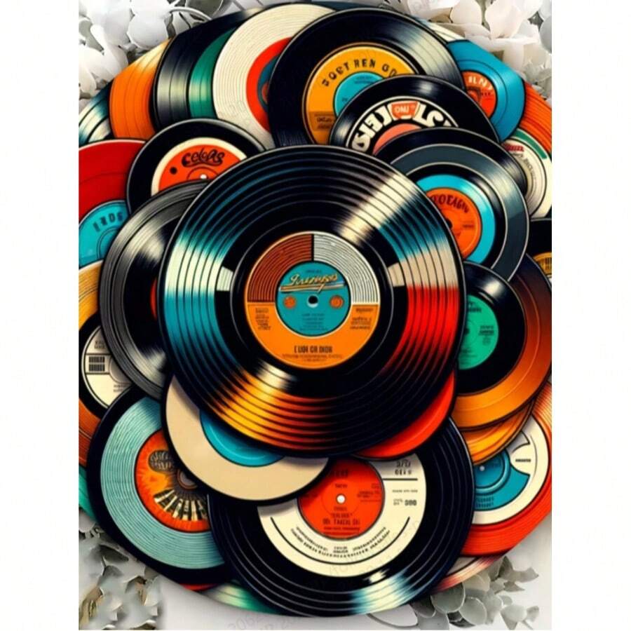 5D DIY Vintage Vinyl Record Frameless Diamond Painting, Suitable For Living Room And Bedroom Wall Decoration - round diamond - View 1