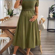 HENG
  Vestido premamá ajustado con mangas abullonadas, vestido elegante - Negro011 - Ver 2