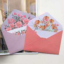 Schreibpapier und Umschläge Set, warmes Blumenmotiv Schreibwaren Set für Hochzeitseinladungen und Wünsche, liniertes Schreibpapier mit Umschlägen - Übersicht 4