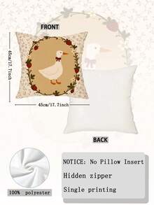 1pc Cute Goose Pattern Throw Pillow Cover - Removable Pillowcase, Suitable For Sofa, Living Room, Office, Home Decor, Holiday And Party Decoration - Fresh Cartoon Style Decorative Pillowcase - Gift Choice - Machine Washable (Single-Sided Print; Pillow Insert Not Included) - Multicolor - View 7