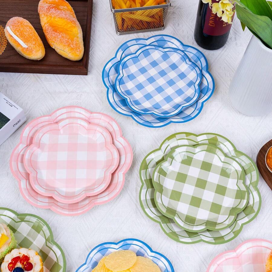 10pcs/25pcs/50pcs Octagonal Petal Series Disposable Plates, Party Supplies, Gathering Supplies, Holiday Supplies, Suitable For Gender Reveal, Birthday Party, Theme Party, Family Picnic - View 1