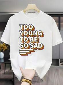 New Versatile And Stylish Short-Sleeved Casual T-Shirt Made Of 100% Cotton With A Fun, Artistic English Font Print. Unisex (For Men And Women), This Comfortable Short-Sleeved Top Is Suitable For All Seasons. Perfect As A Birthday Or Holiday Gift. - 白色 - 查看 1