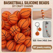 12/36pcs Soccer Silicone Beads Set | 15mm DIY Jewelry Making Materials, Suitable For Keychains, Lanyards | Unisex Handmade Gifts And Educational Projects - Football Printed Silicone Beads - View 3