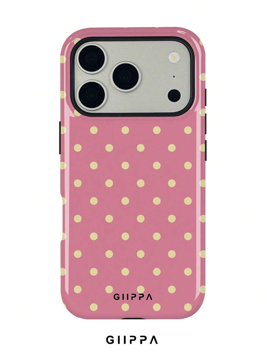 GIIPPA 1個淡粉色背景配淡黃色圓點圖案設計,Phone17 Pro Max手機殼,相容於Phone16 Pro Max、15 Pro Max、14 Pro Max,韓系高端時尚趣味手機殼,相容於11/12/13/14/15/16 Pro Max Plus,優雅設計適合男女,送女友的完美禮物,適用於聖誕節、情人節、復活節、婚禮季和生日! - 粉色 - 查看 1