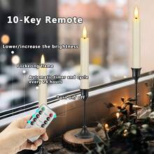 附遙控定時器無焰錐形蠟燭，LED 閃爍燭台，電池供電蠟燭，6.4 英吋，適用於居家聖誕婚禮慶典裝飾（不含金色底座） - AAA - 查看 7