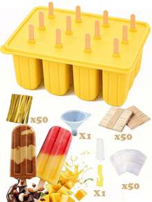 Silicone Popsicle Molds, 12pcs, Suitable For Refrigerator Homemade Ice Cream Popsicle Molds, 12 Holes, Includes Wooden Sticks, Funnel And Gift Bags DIY Set, Easy To Fill Homemade Fruit Popsicle Molds, Great Choice For Party Supplies - Multicolor - View 2