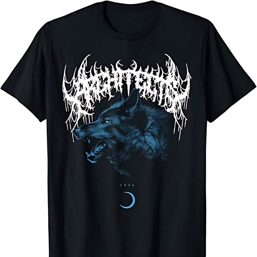 Architect's T-Shirt With Wolf Print - Black - View 1