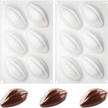 1/2 Stück 6-Höhlige große Schokoladen-Silikonform, geeignet für Kuchen, Oliven, französische Desserts, Kakaobohnenformen - Weiss - Übersicht 1