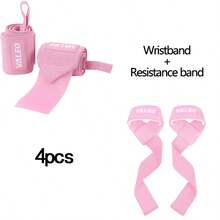4 Pieces Fitness Wrist Wraps + Lifting Straps Combo, Adjustable Gym Wrist Support Bands, Durable Weightlifting Assist Straps For Bodybuilding & Strength Training - Multicolor - View 12