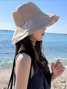 双面印花女士遮阳帽，夏季防紫外线防风宽檐全脸遮阳帽【防风绳颜色随机】 - 顏色 - 查看 10