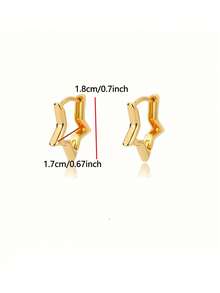 1 Pair Gold Star Stud Earrings, Minimalist Geometric Hollow Design, Versatile Ear Jewelry For Girl's Daily And Party Wear - Silver - View 3