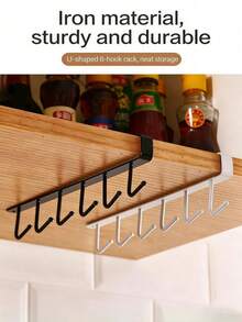 [1 pieza estante de almacenamiento colgante que ahorra espacio] 1 pieza gancho moderno de doble hilera para montaje en pared, sin necesidad de taladrar, resistente, fácil de instalar, adecuado para cocina, baño y dormitorio. Estante de almacenamiento con soporte para tazas colgante. - Multicolor - Ver 2