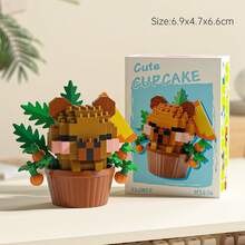 Micro Particle Building Blocks Dessert Pet Potted Plant Set, Red Panda Capybara Bear DIY Assembly Decor, Educational Healing Desktop Ornament, Student Birthday Gift Party Favor, Suitable For Children Building Block Collection Enthusiasts - 彩色 - 查看 13