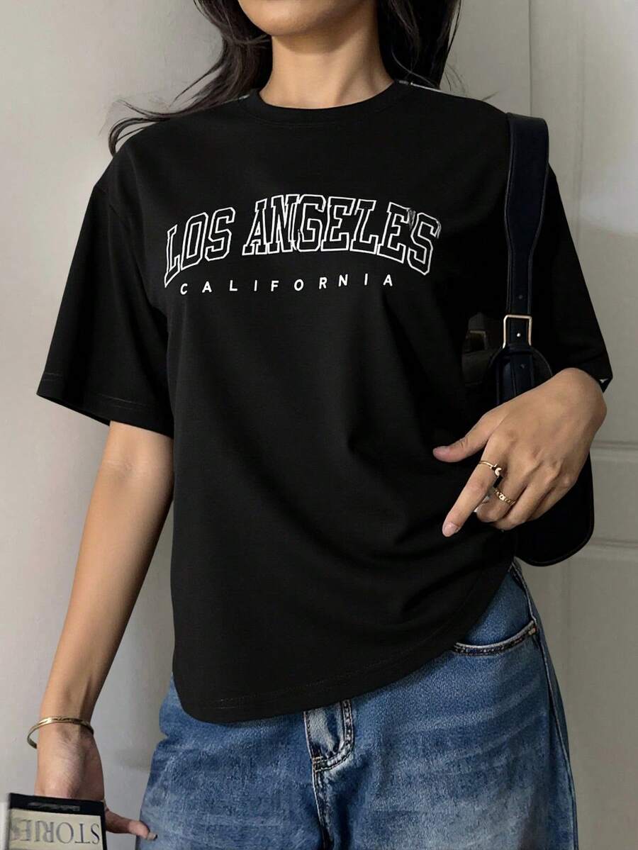 LXF2026Letras  Casual  Poliéster        Deportivo  Oficina  CasaXIAM - Negro - Ver 1