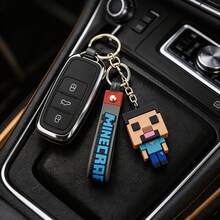 MINISO Minecraft 經典像素英雄鑰匙圈，電玩人物吊飾，復古遊戲機風格包包掛飾，Pixelcore 日常攜帶配件，街頭風後背包裝飾，桌面佈置點綴，旅行鑰匙環飾品 - 樣式 1 - 查看 3