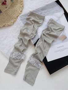 1 Pair Lace Bow Open-Finger Arm Sleeves, Soft Thin Breathable Styling Arm Warmers - Multicolor - View 3