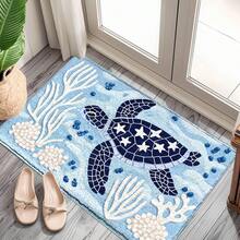 1 miếng thảm cửa phong cách đại dương họa tiết rùa biển in bề mặt giả cashmere đáy TPR, thảm phòng tắm, thảm nhà bếp, thảm phòng giặt, trang trí không khí lễ hội, trang trí nhà cửa, trang trí tiệc, trang trí đám cưới, trang trí phòng ăn và nhà bếp - Nhiều màu - Xem 3
