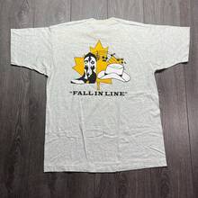 Vintage Fall In Line 90's Country Line Dancing Music Band T-Shirt, Large, Faded Gray, Single Stitch, Retro Loose Fit - Back - View 1